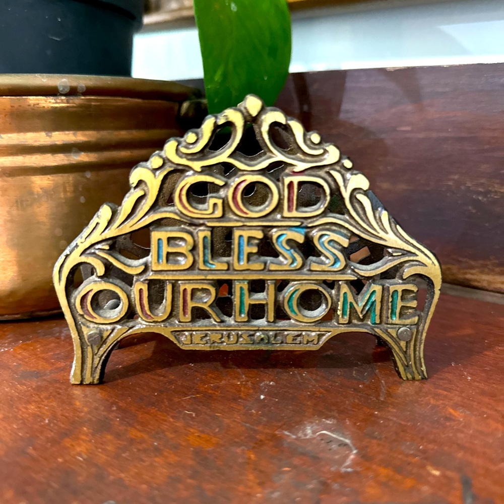 Vintage Antique Brass Napkin Holder Mail Holder Cottagecore
